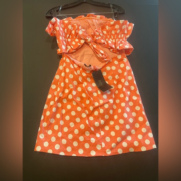 Women’s coral polka dot dress - Picture 4 of 5